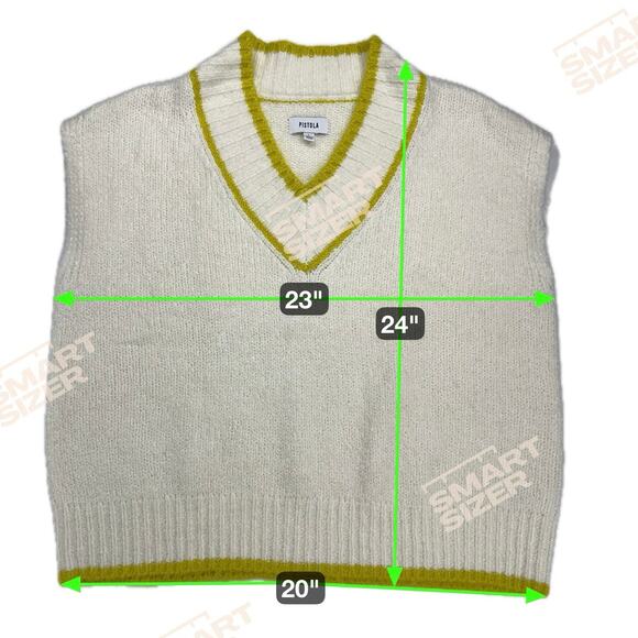 Pistola Kiran V-Neck Sweater Vest Ecru/Zest Cream/Citron Yellow Boxy Fit Size L - Picture 4 of 11